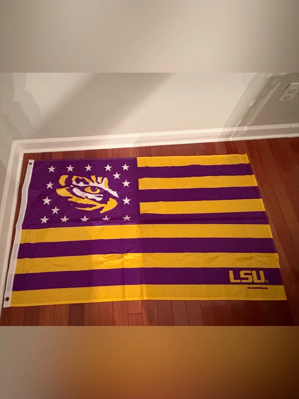 Purple and Gold Tiger Eye LSU Banner Flag